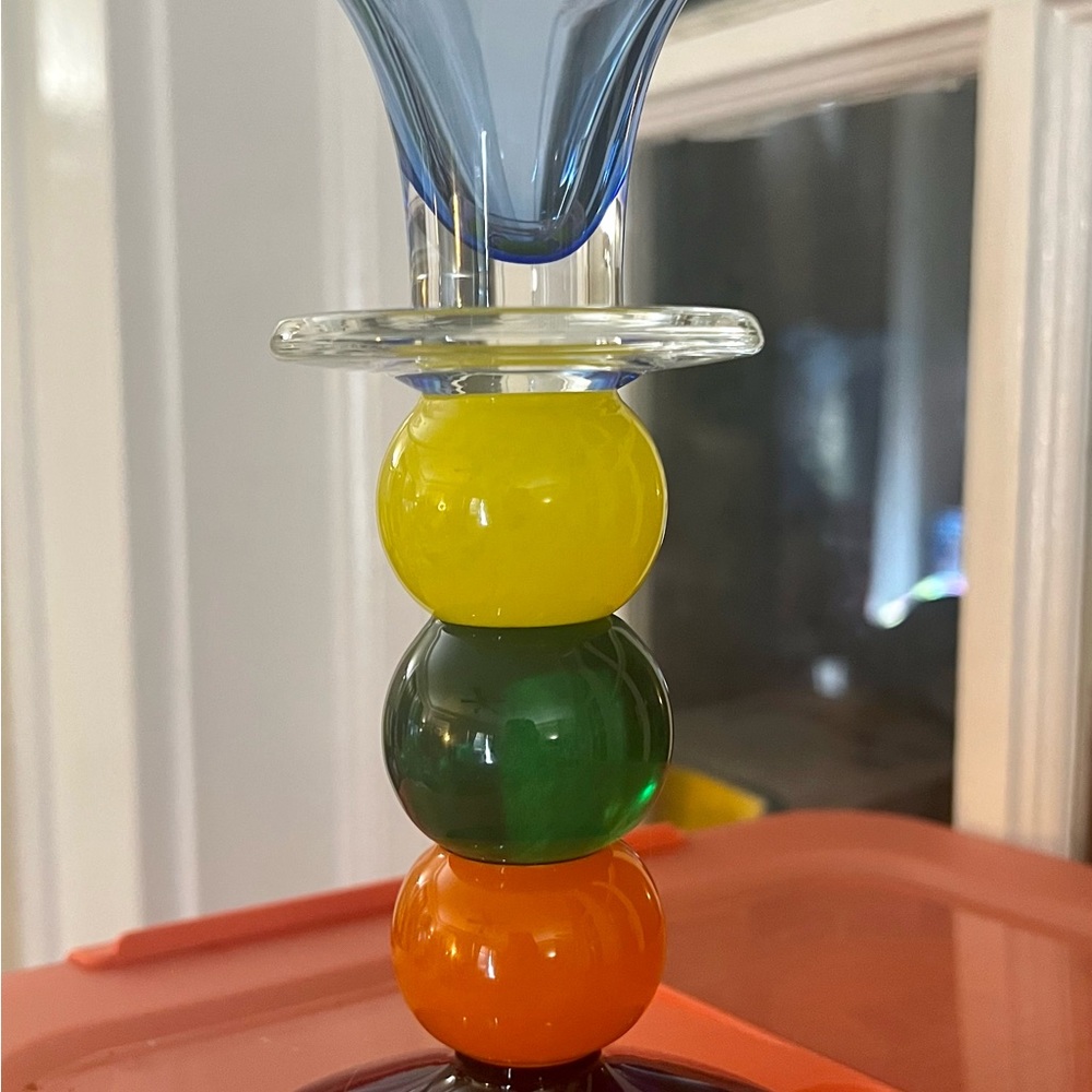 Jiri Shuajek Handblown Candlestick 1990